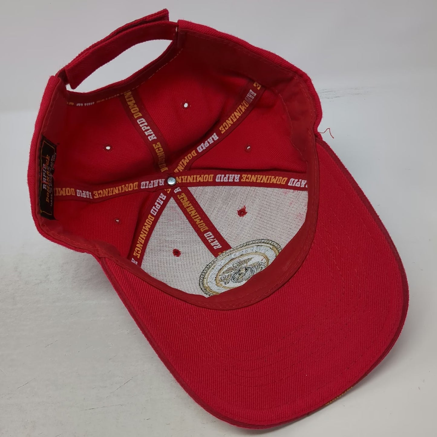 Rapid Dominance USMC Marine Corps Red One Size Baseball Cap Hat Strapback Gold