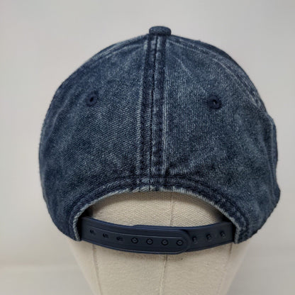 No Boundaries Snapback Hat Blue One Size Adjustable Vented Holes Blank Denim