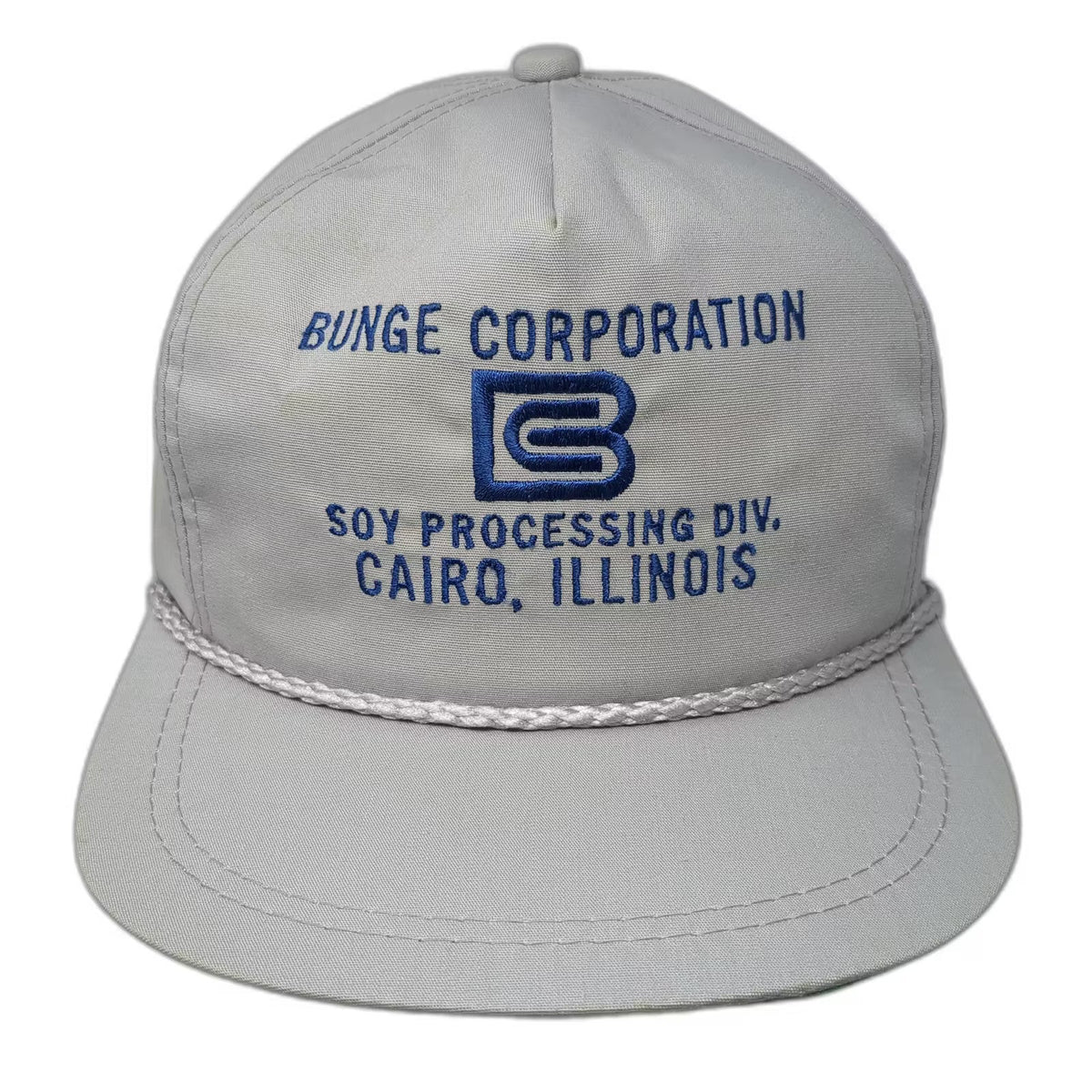 K-Brand Gray Blue Bunge Corporation Soy 5 Panel Rope Hat Strapback OS USA Made