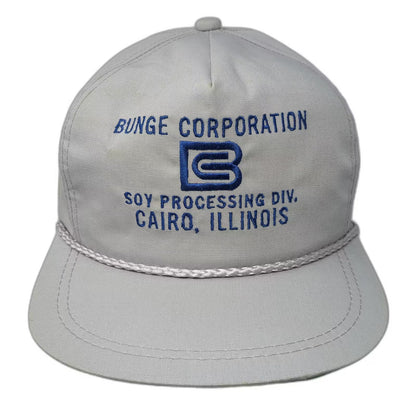 K-Brand Gray Blue Bunge Corporation Soy 5 Panel Rope Hat Strapback OS USA Made