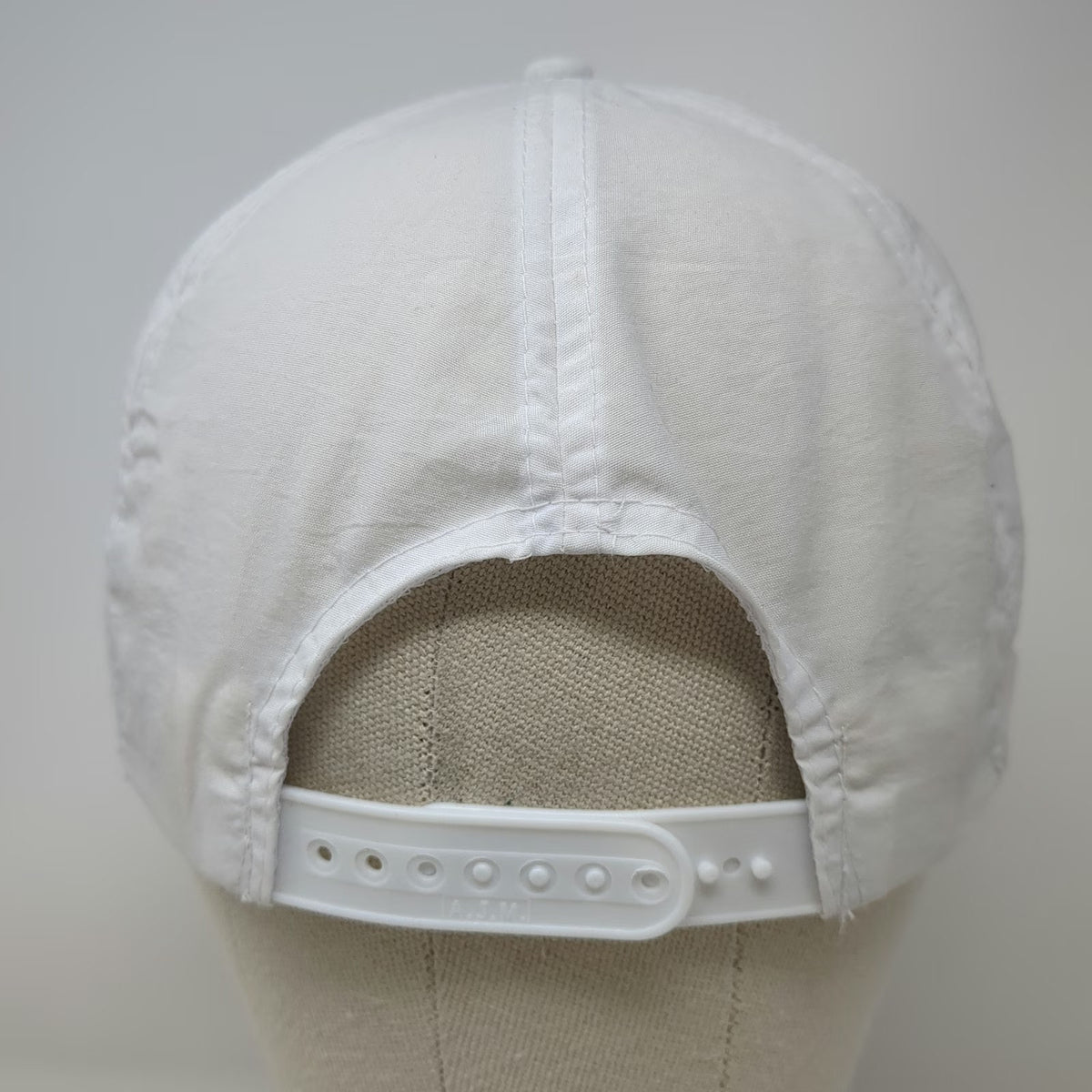 A.J.M. 5 Panel White One Size Hat Harris Rebar Logo Nylon Rope Bill Snapback