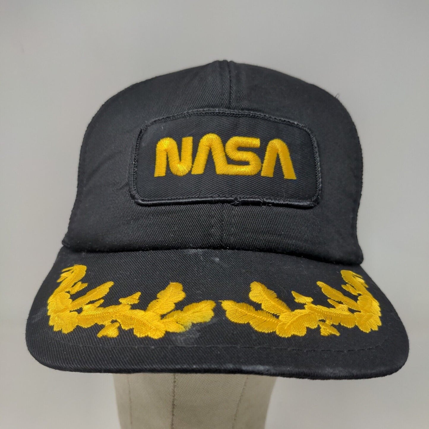 NASA Men's Snapback Mesh Back Hat Black Embroidered Scrambled Eggs Spaceport USA