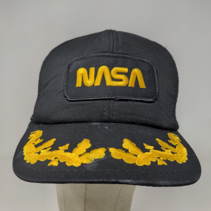 NASA Men's Snapback Mesh Back Hat Black Embroidered Scrambled Eggs Spaceport USA