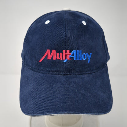 MultAlloy Strapback Hat Blue One Size Adjustable Embroidered Yupoong Cotton
