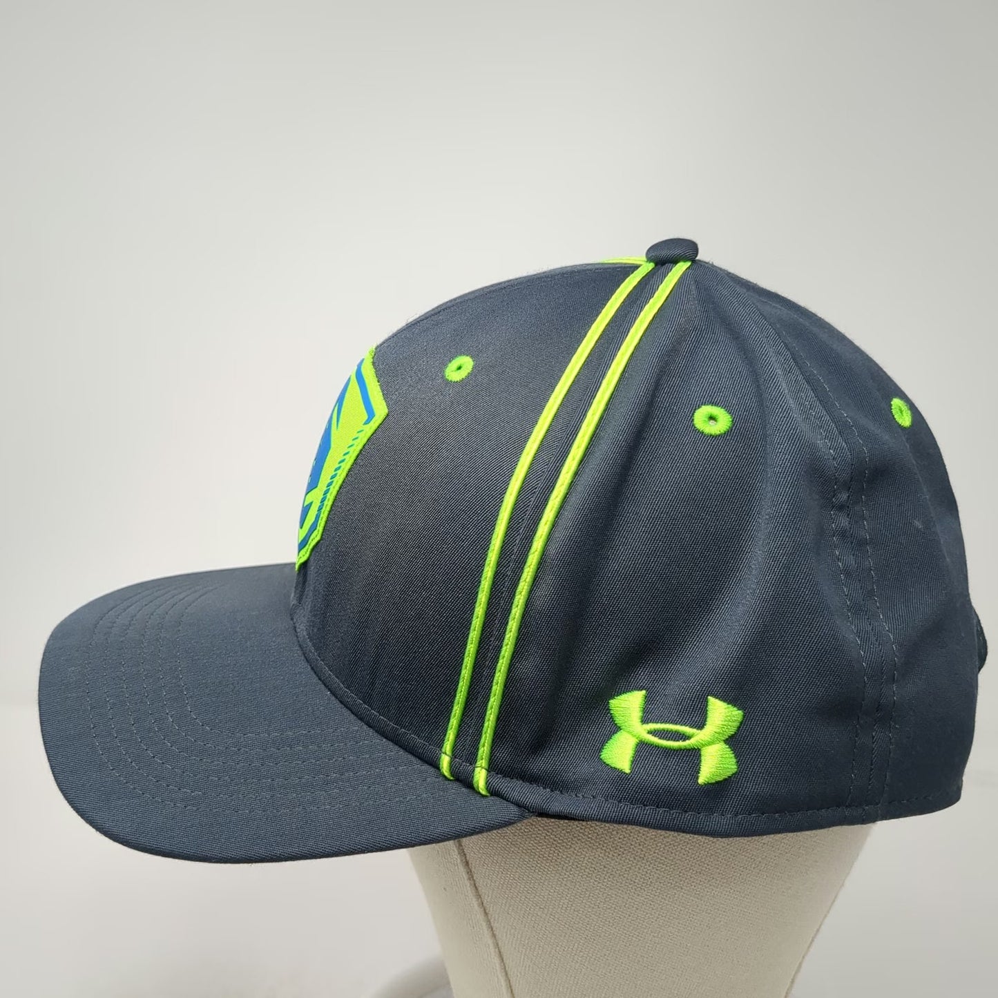Under Armour All America Snapback Hat Gray One Size Neon Shield Patch Piping