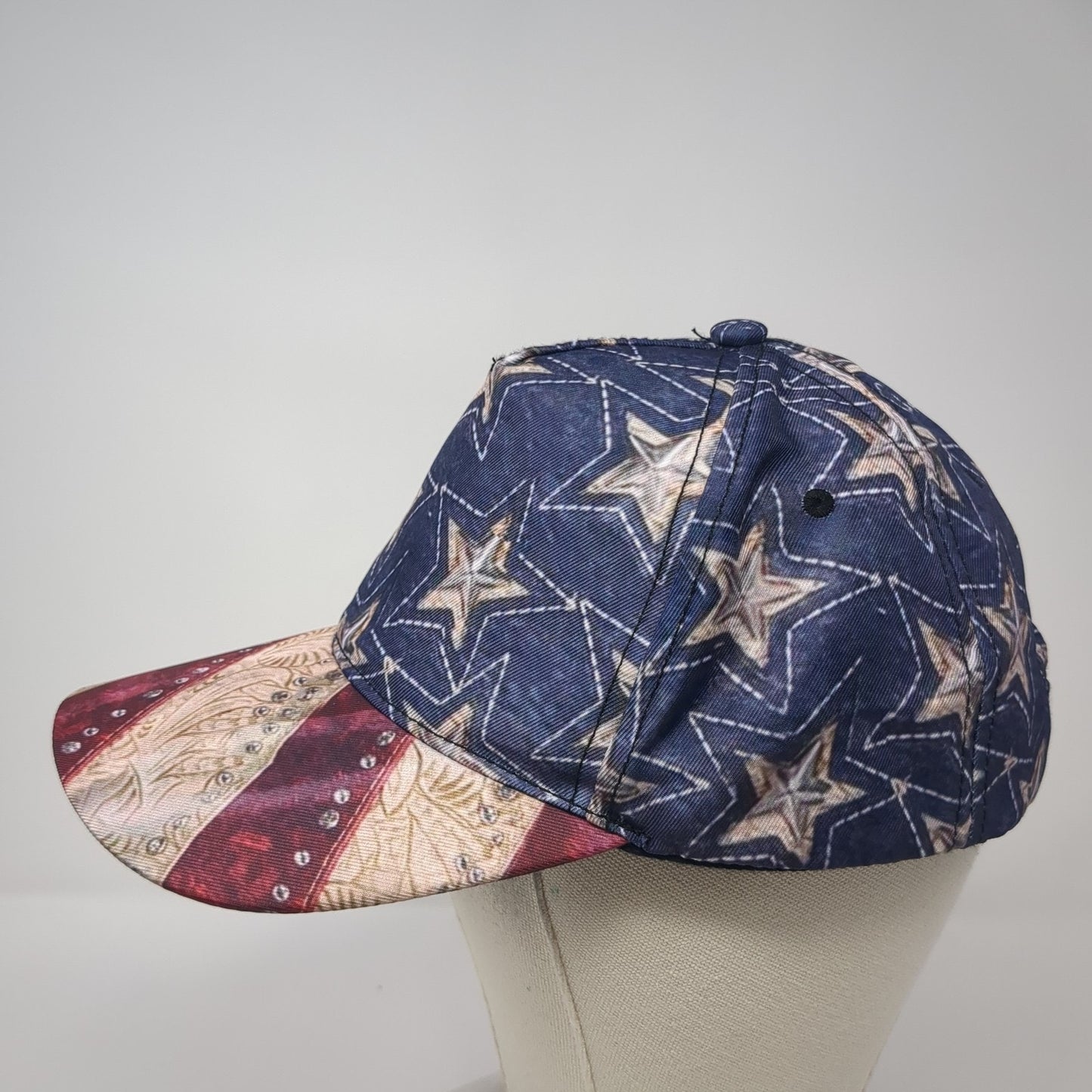 American Flag Snapback Hat Multicolor One Size Adjustable Patriotic Rhinestone