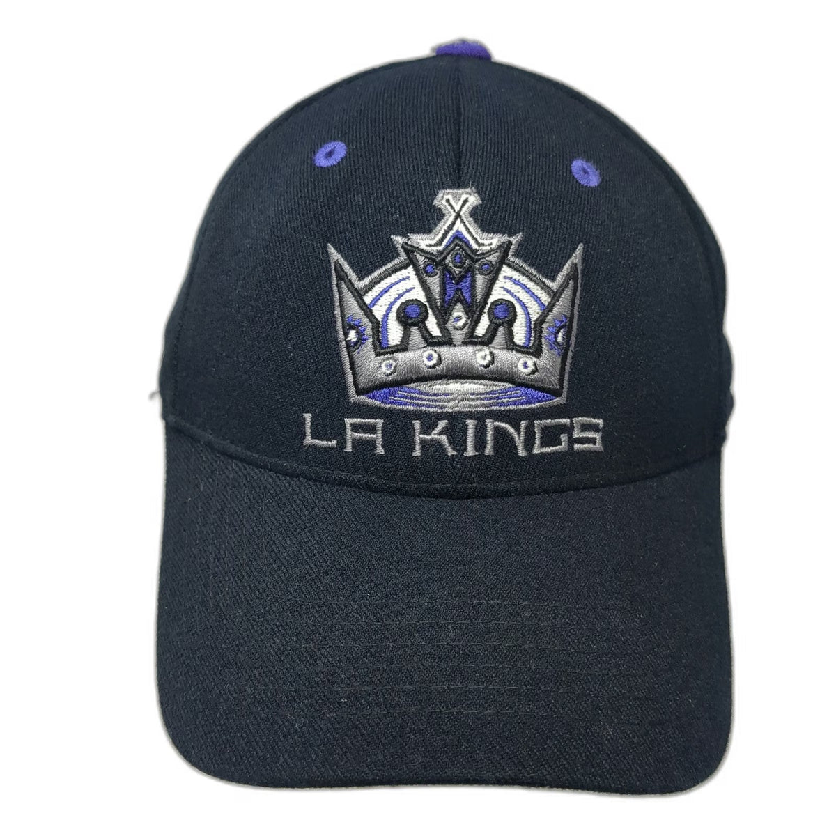 Los Angeles Kings NHL CCM Cap Black One Size Stretch Fit Crown Logo Center Ice