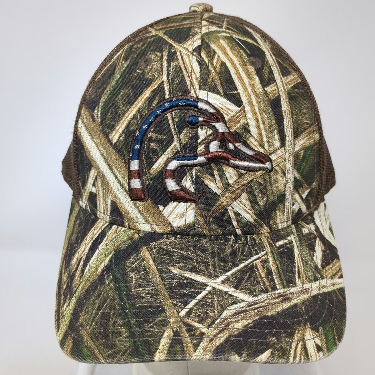 Ducks Unlimited Trucker Hat Brown Camo One Size Mesh Snapback Flag Duck Logo
