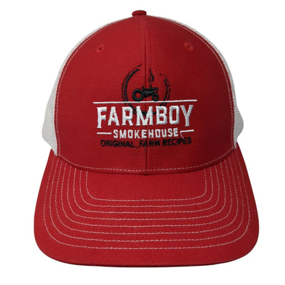 Farmboy Smokehouse Original Farm Recipes Snapback Trucker Hat Red OS Mesh Back