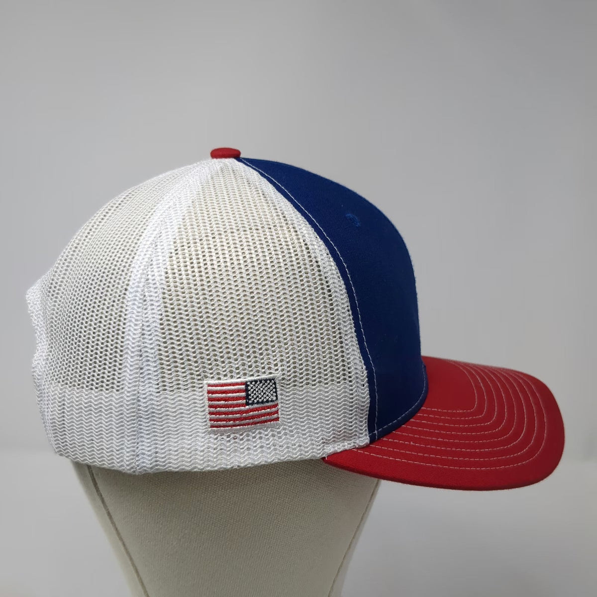 Richardson Trucker Hat Blue Red White One Size Mesh Back MSF Logo US Flag