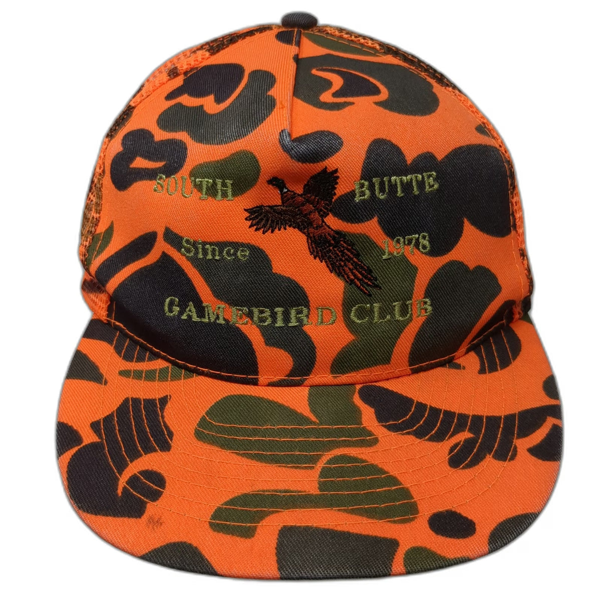 Otto Trucker Hat Orange One Size Camo Mesh Back Pheasant Gamebird Club Hunting