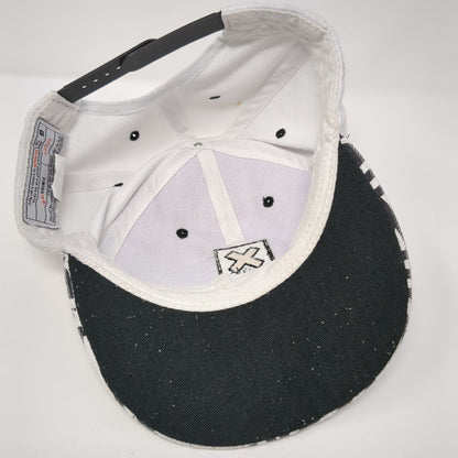 X Snapback Hat White One Size Adjustable Geometric Embroidered 6 Panel