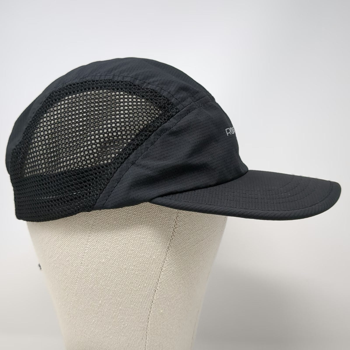 Roadrunner Sports 5 Panel Black One Size Hat Mesh Performance Bungee Toggle