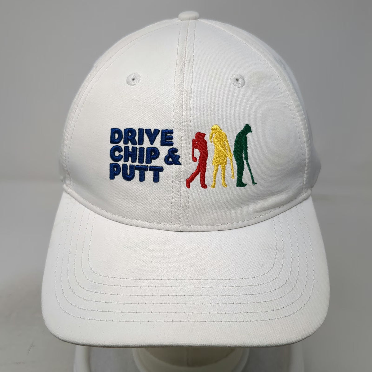 Drive Chip & Putt White One Size Baseball Cap Hat Performance Golf Strapback