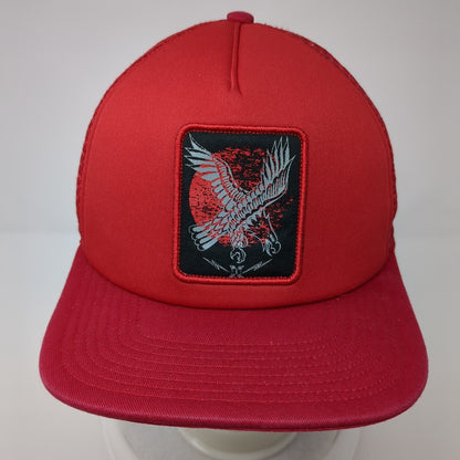 Eagle Snapback Trucker Hat Red One Size Adjustable Mesh Back 6 Panel Hurley
