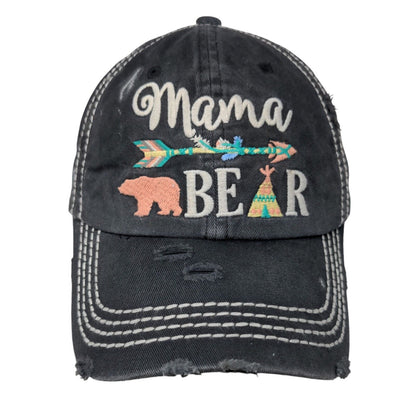 Mama Bear Strapback Hat Gray One Size Embroidered KB ETHOS Vintage