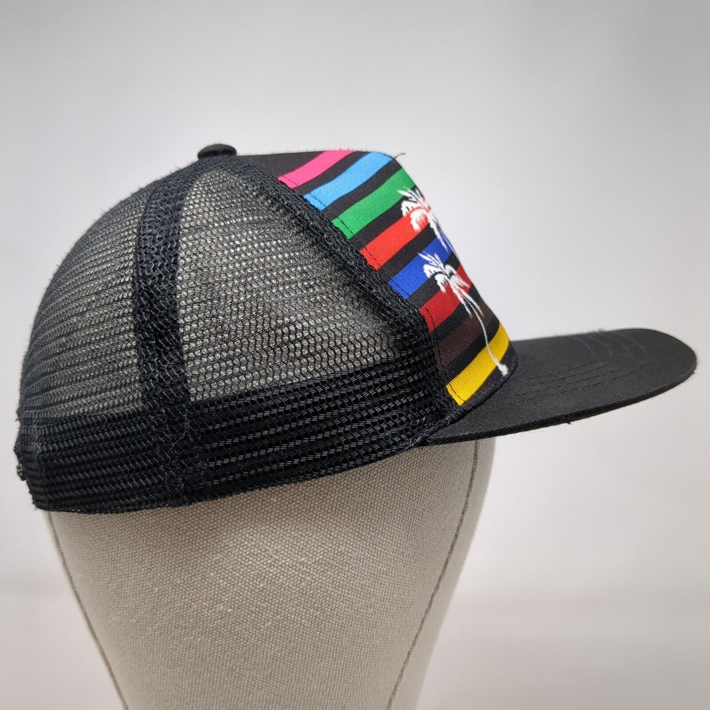 Rainbow Palm Tree Snapback Trucker Hat Multicolor One Size Adjustable Mesh Back