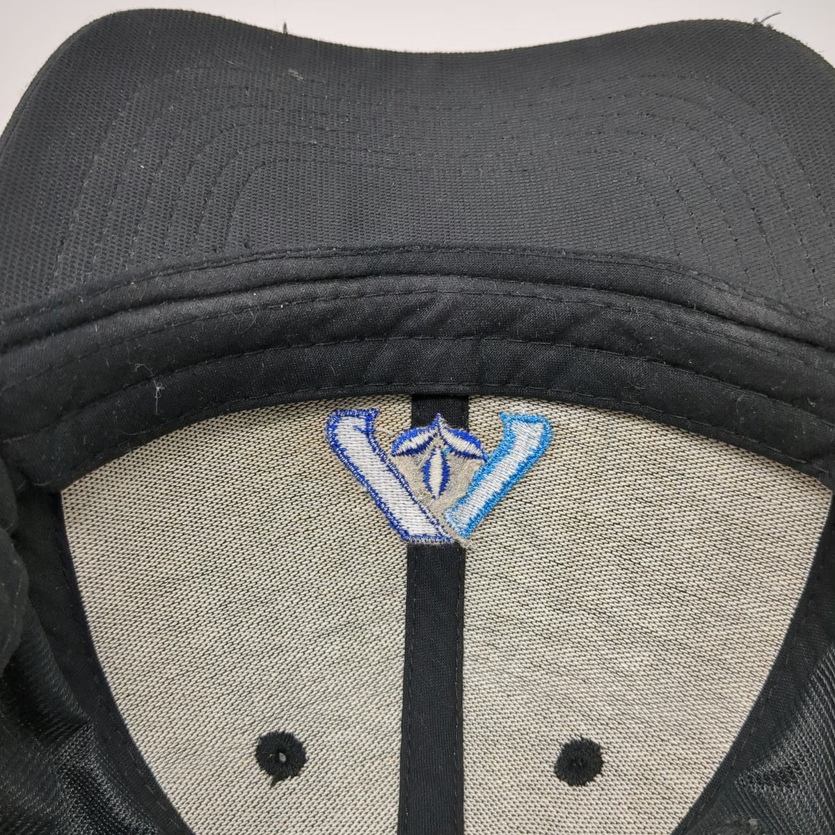 Image Solutions Baseball Cap Black One Size Strapback Curved Brim Blue Logo Hat