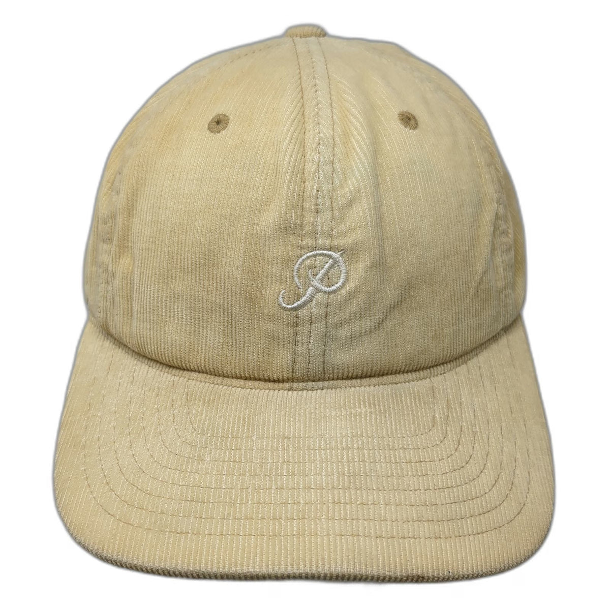 Primitive Baseball Cap Beige One Size Corduroy Hat Leather Strap Embroidered