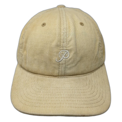 Primitive Baseball Cap Beige One Size Corduroy Hat Leather Strap Embroidered