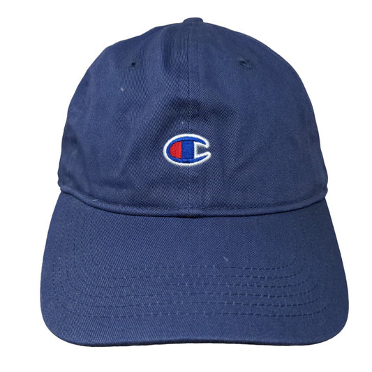 Champion Slideback Hat Blue OSFA Adjustable Embroidered Vented Holes 6 Panel