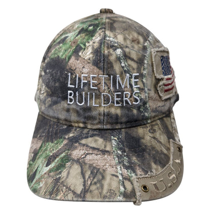 Lifetime Builders USA Strapback Hat Camouflage OS Adjustable Patriotic OC Sports