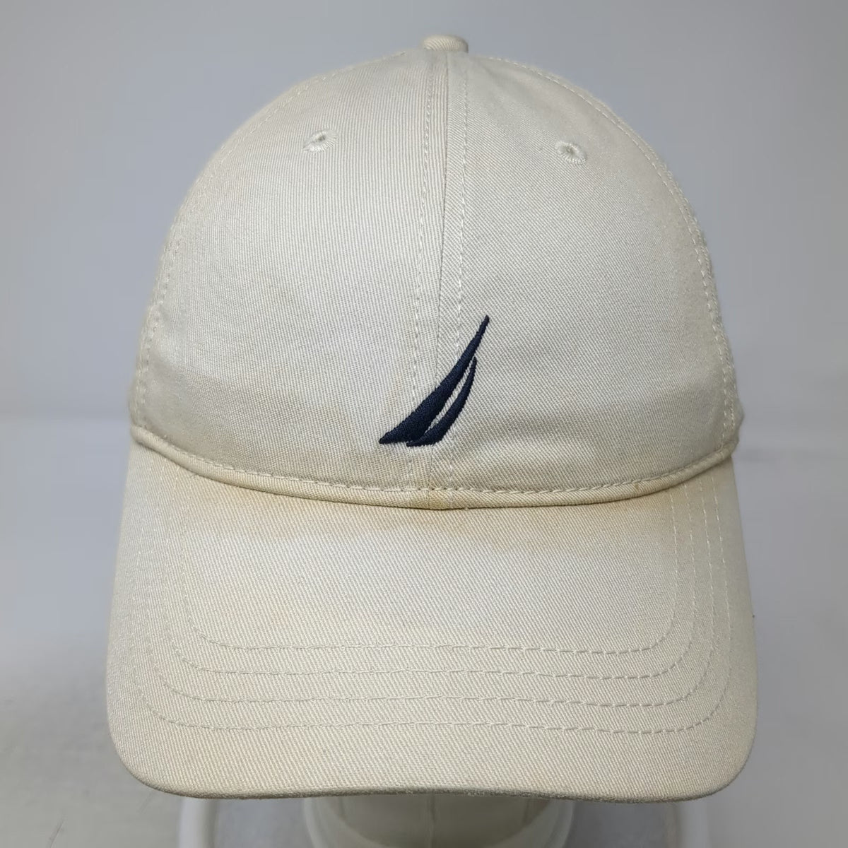 Nautica Baseball Cap Beige One Size Slideback Cotton Embroidered Blue Sail Hat