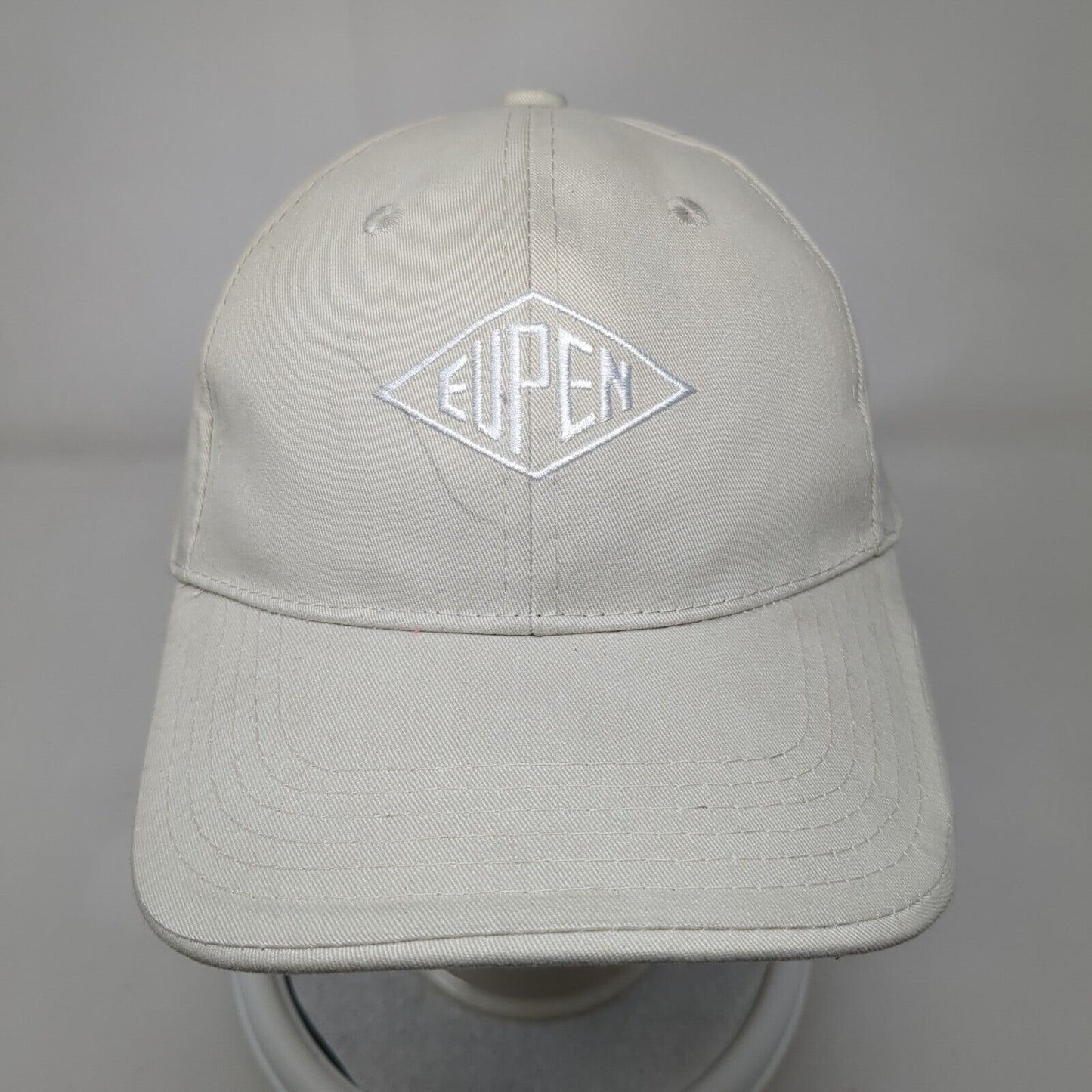 Eupen Strapback Hat Tan OSFA Adjustable Embroidered 6 Panel Hammette Sharp