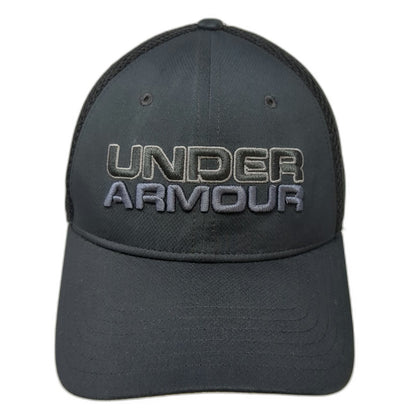 Under Armour Baseball Cap Black L Mesh Back Stretch Fit Embroidered Logo Hat