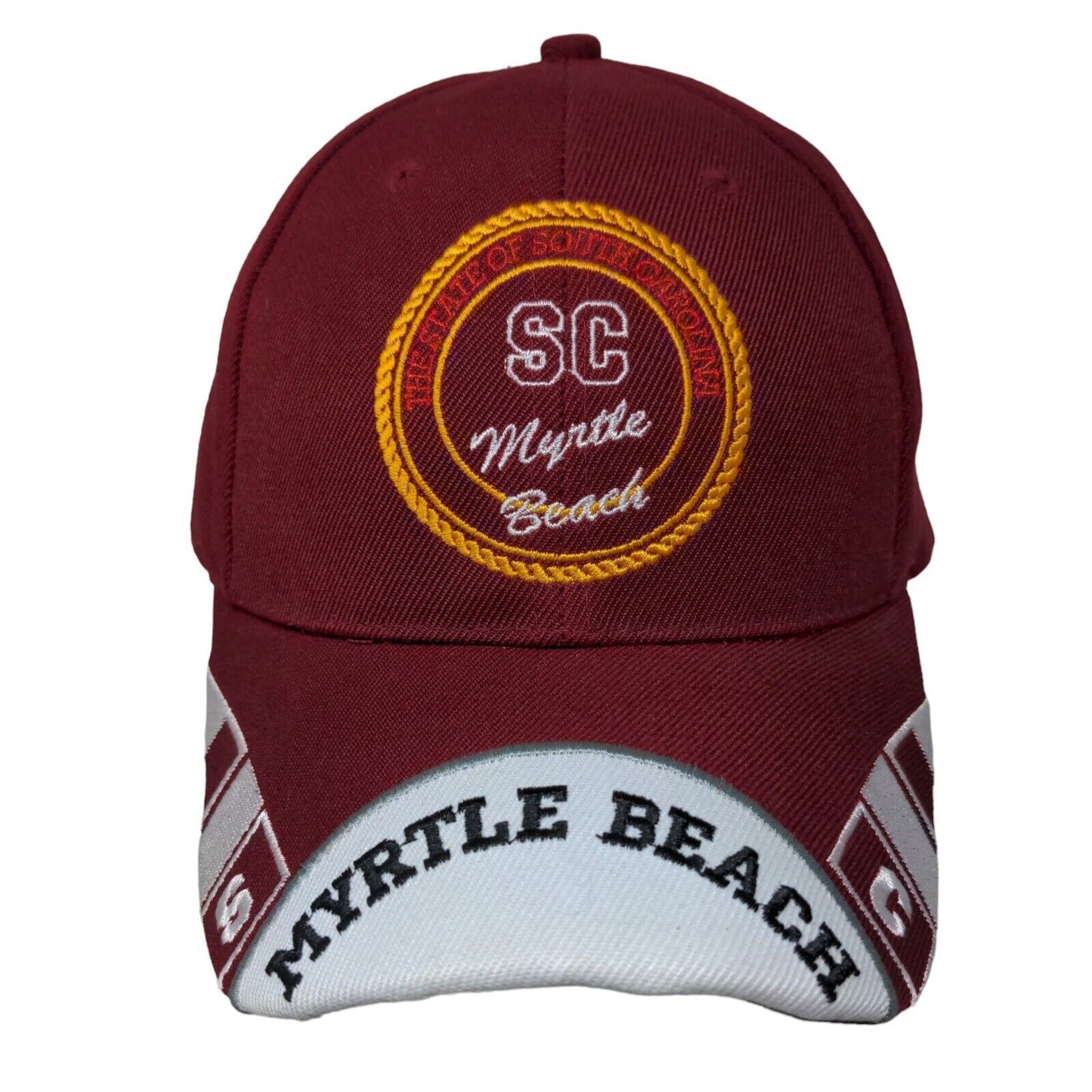 Myrtle Beach South Caroline Strapback Hat Red OSFA Embroidered Logo Acrylic