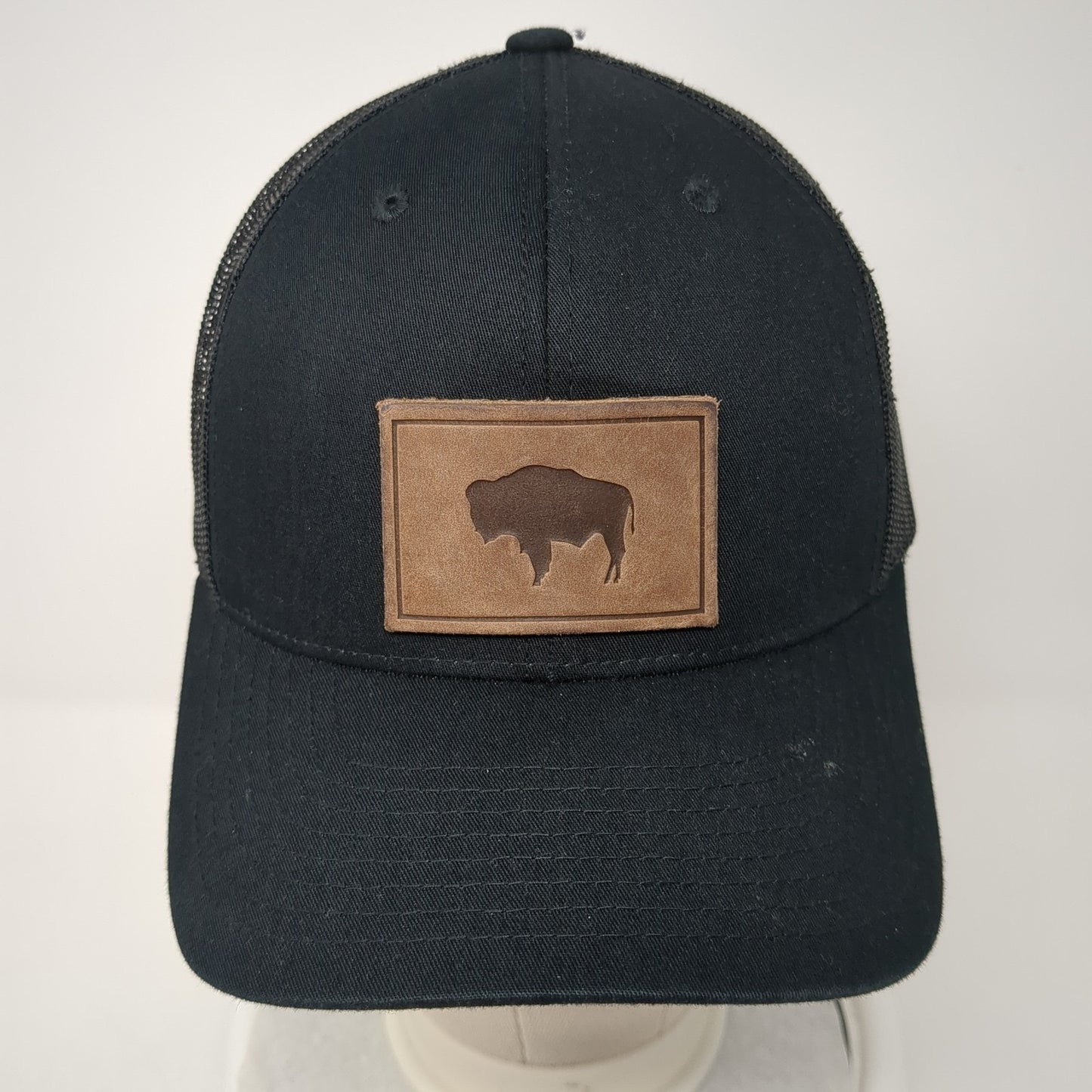 Wyoming Buffalo Patch Snapback Trucker Hat Black One Size Mesh Back