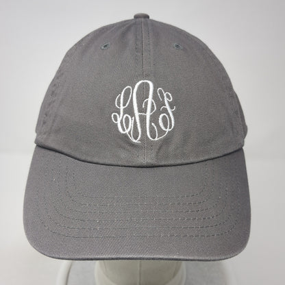 Monogram Slideback Baseball Cap Gray One Size Adjustable Embroidered 6 Panel