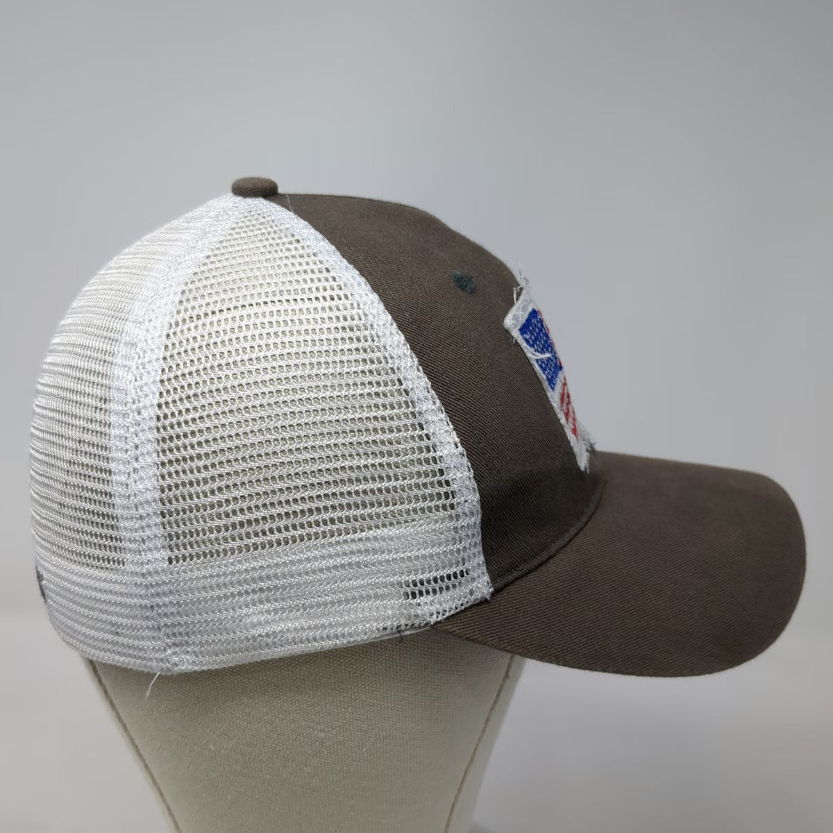 Valley Country Store Baseball Cap Gray L Mesh Fish American Flag Fitted Hat