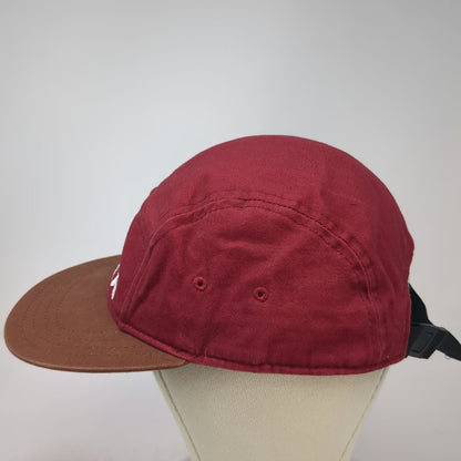 UNHLY 5 Panel Red Brown One Size Hat Floral Underbrim Slideback Embroidered Logo