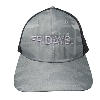 Fridays Fitted Mesh Back Hat Gray Camo L/XL Embroidered New Era 39Thirty