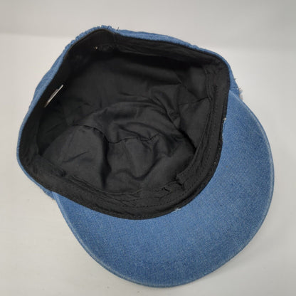 Unbranded Cadet Military Cap Blue One Size Stretch Distressed Denim Cotton