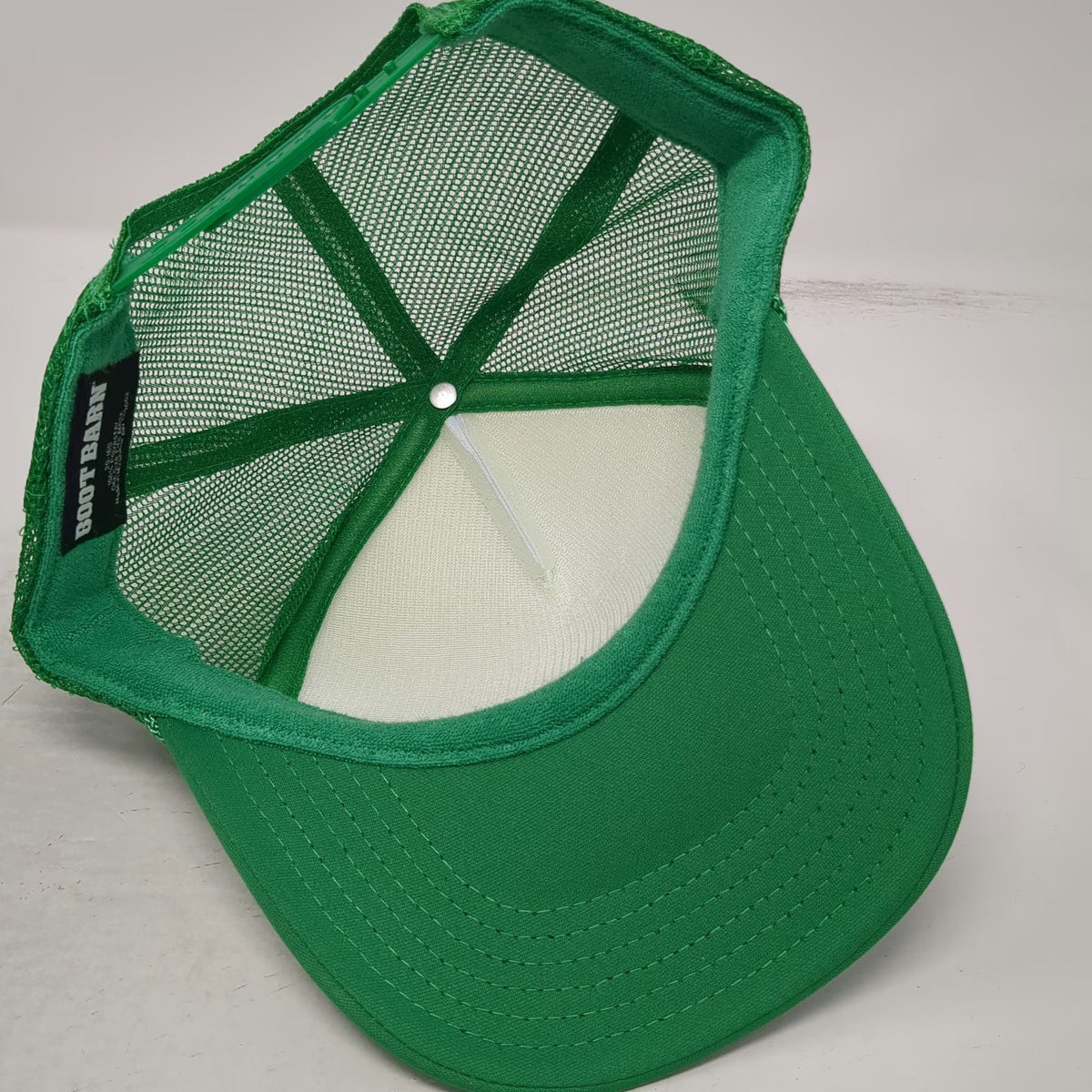 Boot Barn Trucker Hat Green White One Size Mesh Snapback Rope Foam Front Western