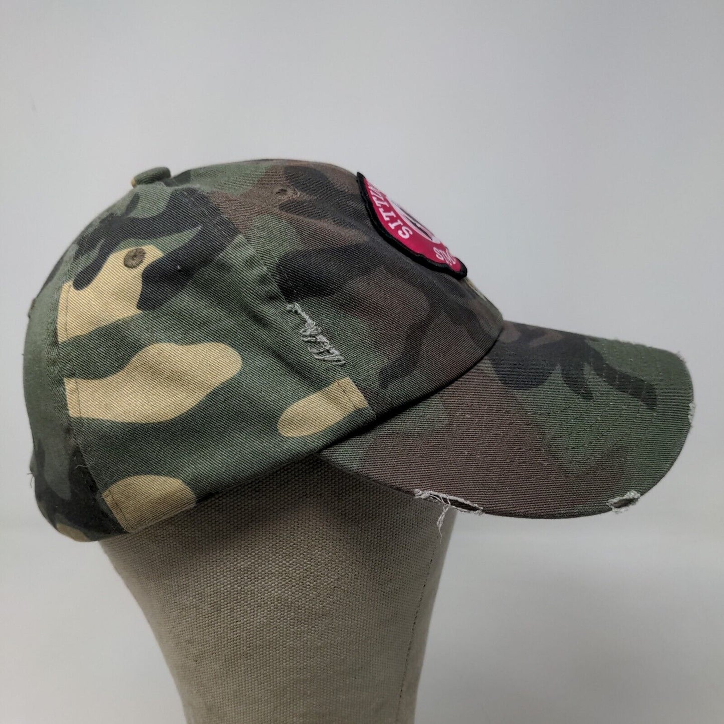 District Women's Slideback Camo Hat Embroidered Sitting Made Simple Logo