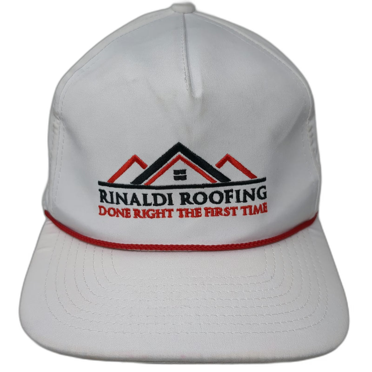 Imperial 5 Panel White One Size Hat Rope Rinaldi Roofing GAF Master Elite Flag