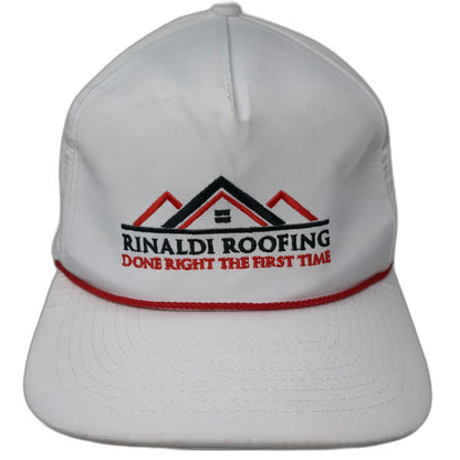 Imperial 5 Panel White One Size Hat Rope Rinaldi Roofing GAF Master Elite Flag