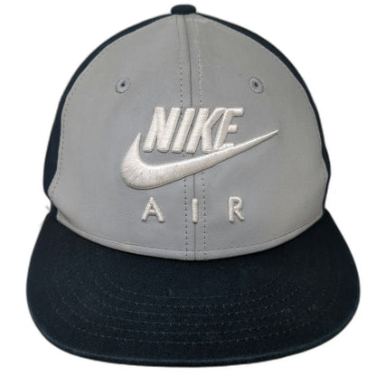 Nike Snapback Hat Blue Gray OSFM Air Swoosh Logo Flat Brim Cotton Embroidered