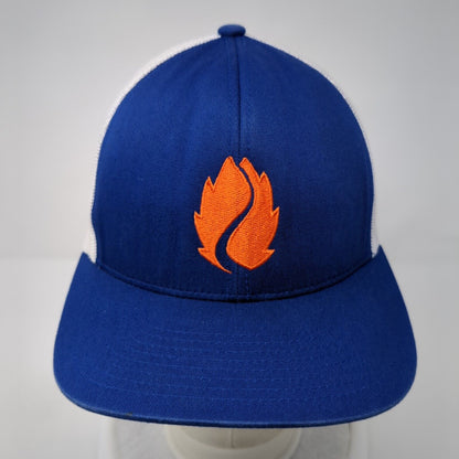 Hop Valley Brewing Co. Snapback Trucker Hat Blue One Size Mesh Back