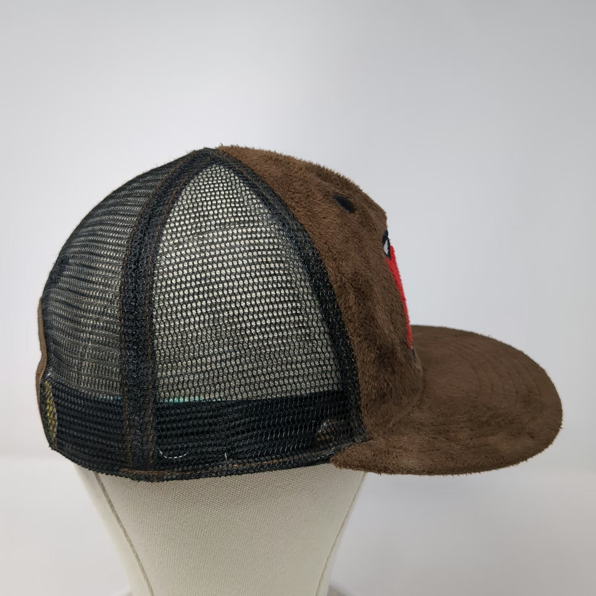 Domo Trucker Brown One Size Fuzzy Mesh Snapback Character Face Mascot Logo Hat