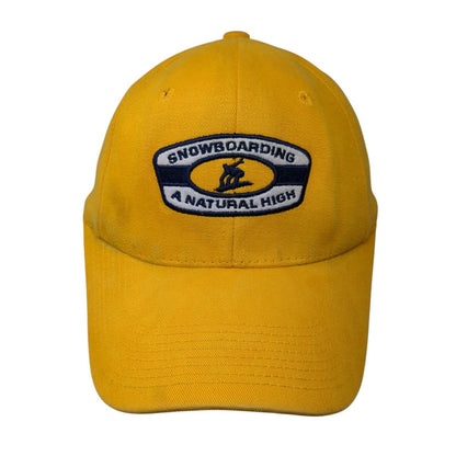 Snowboarding A Natural High Fitted Hat Yellow One Size Embroidered