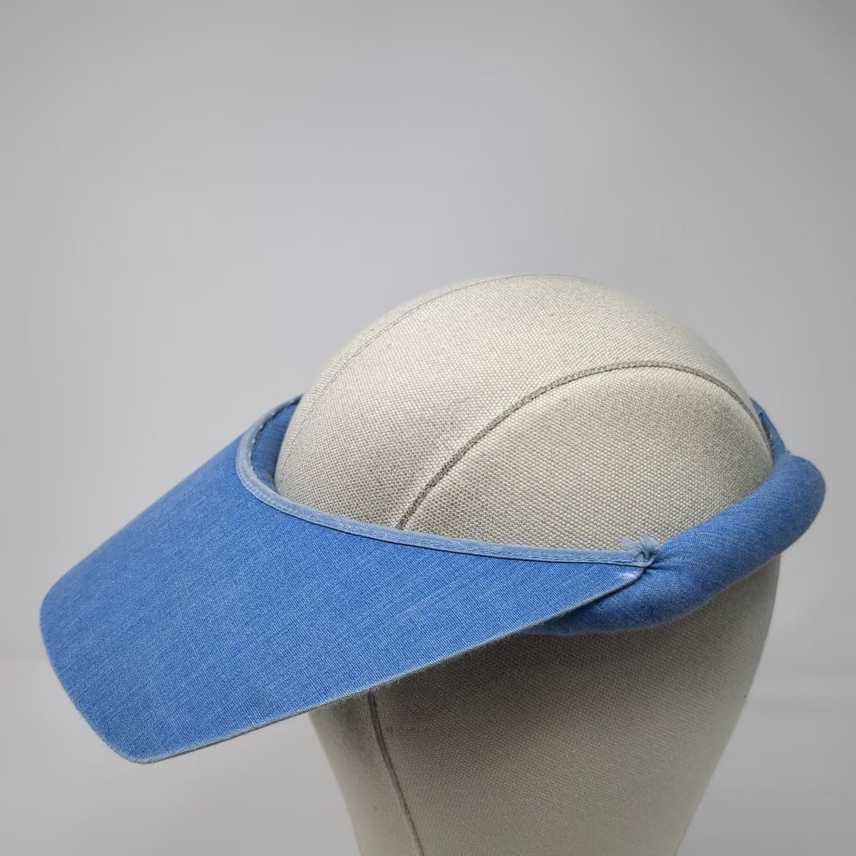 Take Two Visor Hat Blue One Size Denim Padded Roll Top Strapback Newport Beach