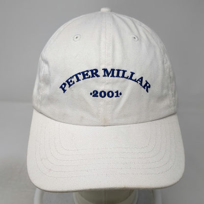 Peter Millar Baseball Cap White Vintage Y2K 2001 Logo Embroidered Slideback Hat