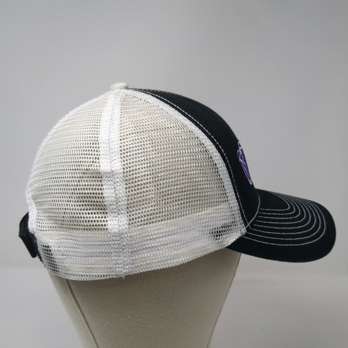 Port & Company Baseball Cap Hat Black OSFM Mesh Horse Logo Contrast Stitching