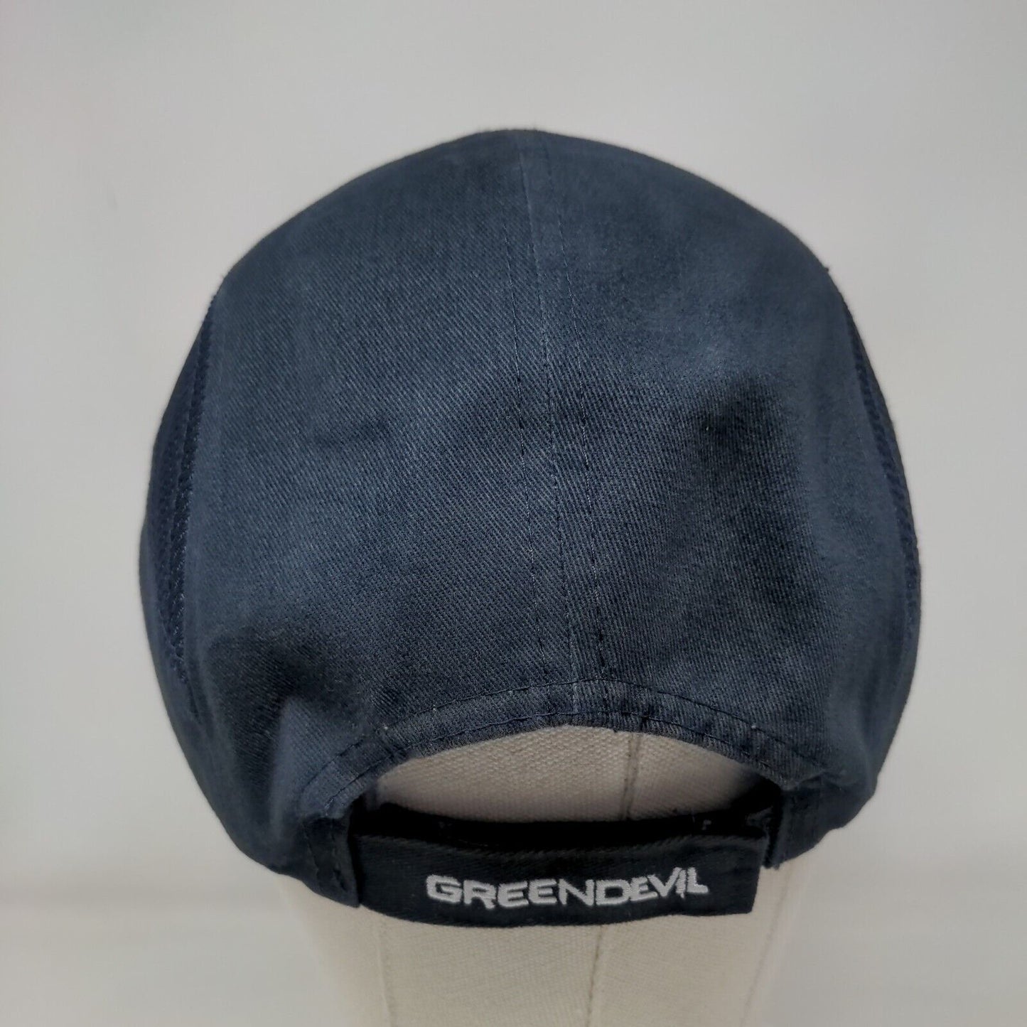 Green Devil Strapback Hat Blue One Size Adjustable Solid Mesh Trim