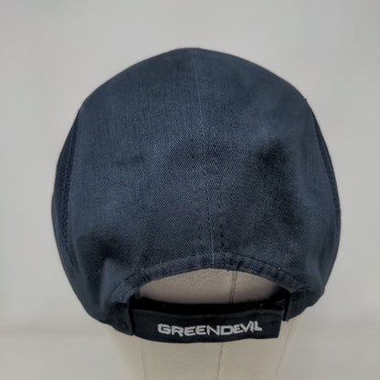 Green Devil Strapback Hat Blue One Size Adjustable Solid Mesh Trim