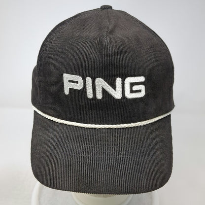 Ping 5 Panel Black Hat One Size Rope Corduroy Strapback Golf Embroidered USA